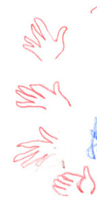 croquis d'une main qui fait signe pour saluer